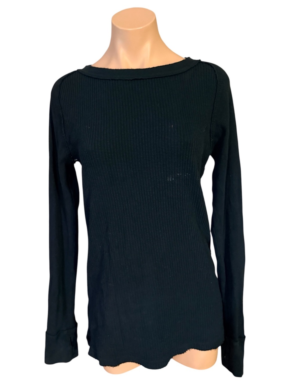 Free People We The Free Medium Black So Soft Seamless Long Sleeve Thermal Top